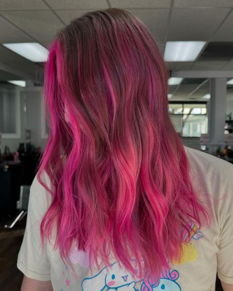 hot pink highlights 🤤🤎🩷 . Color; Pulp Riot: Cupid + First Base . 📍located in West Jordan Utah ✂️ @kellieandcompanysalon . #Kellieandcompany #kellieandcompanysalon . #cosmetology #cosmetologist #utahstylists #utahhairstylist #slcstylist #slchairstylist #hairstyles #hairstylist #hairtransformation #vivid #vividhair #vivids #vividhaircolors #vividhaircolor #fantasycolor #fantasyhaircolor #fantasyriot #creativecolor #creativehair #creativehaircolor #pinkhair #curledhair #pinkhairdontcare #p... Hot Pink And Brown Hair, Hot Pink Highlights, West Jordan Utah, Fantasy Hair Color, Highlights Color, Vivid Hair Color, Creative Hair Color, Pulp Riot, Pink Highlights