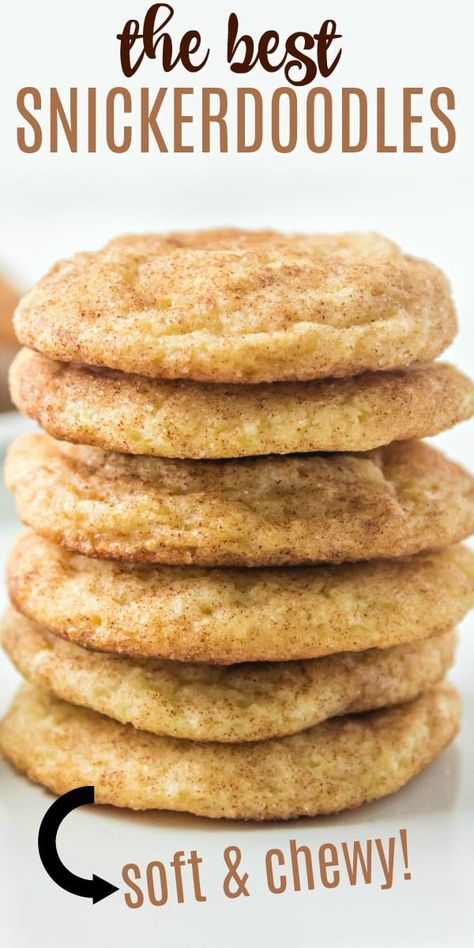 Classic Snickerdoodle Cookies that are soft and chewy and packed with cinnamon sugar flavor! You'll love this family favorite recipe that we've been enjoying for nearly 40 years! Vegan Snickerdoodles, Best Snickerdoodle Cookies, Shugary Sweets, Snickerdoodle Recipe, Snickerdoodle Cookies, Snickerdoodle Cookie Recipes, Easy Cookie Recipes, Chewy Cookie, Snickerdoodles