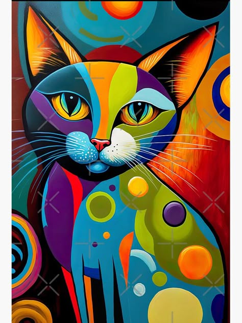 Abstract Cat Art, Pop Art Cat, Colorful Drawing, Poster Cat, Dog Pop Art, Acrylic Art Projects, Abstract Cat, Cat Poster, Cat Posters