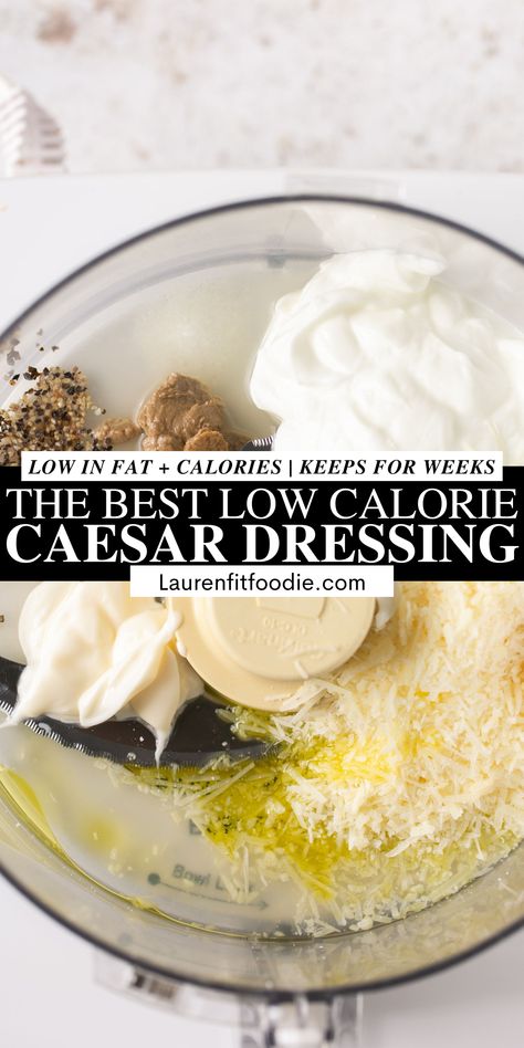 Light Caesar Dressing, Low Cal Dressing, Cottage Cheese Caesar Dressing, Low Calorie Spreads, Ceasar Salad Recipe Healthy, Homemade Caesar Dressing Healthy, Low Cal Dressing Recipes, Healthy Ceaser Dressing, Low Cal Caesar Dressing