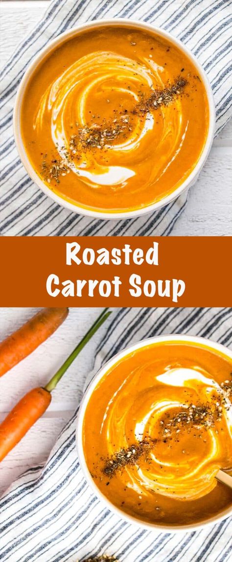 Roasted Carrots Soup Recipe, Creamy Roasted Carrot Soup, Blended Carrot Soup, Roasted Carrots Soup, Carrot Recipes Soup, Homemade Carrot Soup, Vegetarian Carrot Soup, Easy Carrot Soup Recipes, Soup Recipes With Carrots