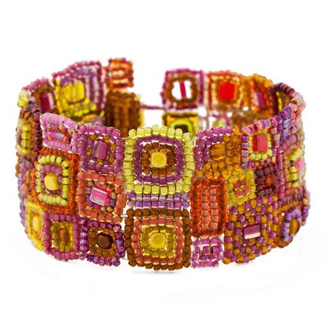 Square Stitch, Fusion Beads, Bracelet Kit, Design Techniques, Color Ways, Beaded Jewels, Bracelet Kits, Bead Stitching, Beaded Cuff