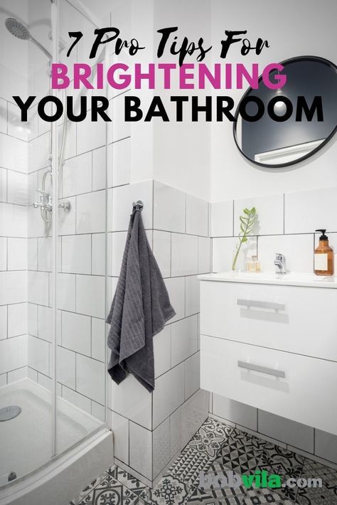 Brighten Up A Bathroom, How To Brighten Dark Bathroom, Brighten A Dark Bathroom, Brighten Up A Dark Bathroom, Brighten Bathroom, Smallest Bathroom, Small Dark Bathroom, Redo House, Brown Tile Bathroom