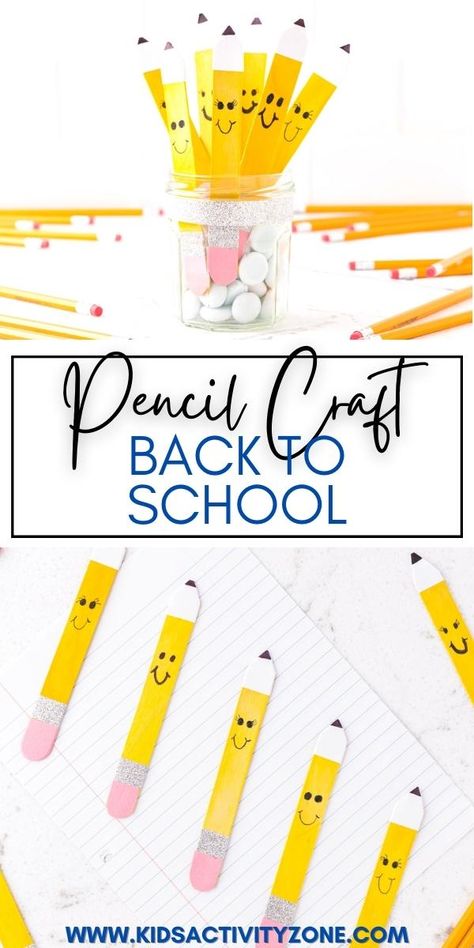 It's back to school time and this adorable, fun and easy Pencil Craft is the perfect activity for kids to make. It's also great for gifting to teachers or decorating your classroom. Pencil Craft, Pencil Crafts, Back To School Activity, Back To School Art, Fun Classroom Activities, Back To School Crafts, Autumn Activities For Kids, School Craft, Family Crafts