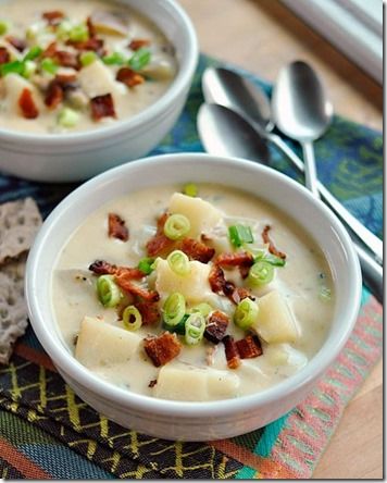 Potato Soup With Bacon, Cheddar Recipes, Soup With Bacon, Potato Bacon Soup, Baked Potato Soup, Sweet Potato Soup, Green Onion, Hearty Soups, Chicken And Dumplings