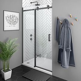 Sliding Shower Doors | Frameless Sliding Doors | Victorian Plumbing Sliding Shower Screens, Frameless Sliding Doors, Black Shower Doors, Frameless Sliding Shower Doors, Teneriffe, Contemporary Shower, Loft Bathroom, Ideal Bathrooms, Frameless Shower Doors