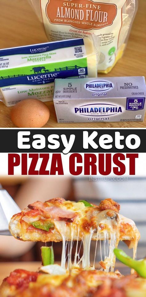 The best low carb pizza dough recipe! This keto pizza dough recipe is actually easier than regular pizza dough! Trust me, you won’t miss the real thing. Who needs all of those carbs when you can make this easy low carb, gluten-free pizza crust with just 4 simple ingredients? Chances are, you already have them on hand, especially if you’re already following a keto-friendly diet. Just almond flour, cream cheese, egg and mozzarella cheese. Top with anything y #FoodsNotToEatOnLowCarbDiet Keto Pizza Dough Almond Flour, Crispy Keto Pizza Crust, Keto Pizza Crust Almond Flour, Keto Pizza Dough Recipe, Low Carb Pizza Dough, Keto Pizza Dough, Low Carb Pizza Crust, Keto Pizza Crust, Dinner Recipes Healthy Low Carb