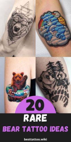 Explore 20 Unique Bear Tattoo Designs: From Whimsical and Colorful to Minimalist and Traditional Mama Bear Tattoo Ideas For Women, Bear Head Tattoo, Colorful Bear Tattoo, Bear Tattoo Ideas For Women, Floral Back Tattoos, Care Bear Tattoos, Bear Tattoo Designs, Armor Tattoo, Geometric Bear