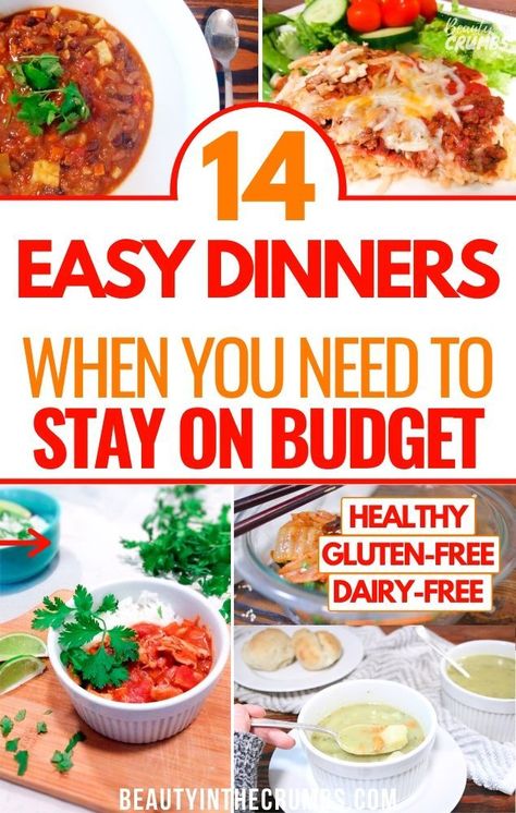 Simple Dairy Free Dinner, Healthy Hearty Meals, Dinners On A Budget, Cheap Healthy Dinners, Recipes On A Budget, Gluten Free Meal Plan, Healthy Budget, Dairy Free Dinner, Grocery Budget