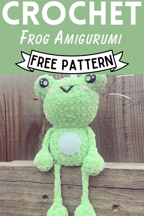 Crochet Frog Amigurumi Free Pattern Crochet Animals Free Patterns Chunky Yarn, Chunky Frog Crochet Pattern Free, Crochet Frog Plushie Pattern Free, Free Leggy Frog Crochet Pattern, Funny Things To Crochet, Free Frog Crochet Pattern, Simple Amigurumi Pattern Free, Leggy Froggy Crochet Pattern Free, Frog Crochet Pattern Free Amigurumi