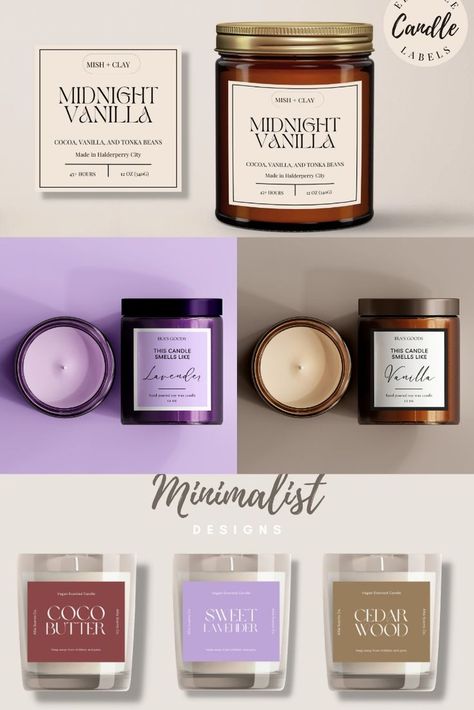 I will create editable minimalist candle label design Aesthetic Label Design, Candle Ads, Minimalist Label Design, Candles Labels, Labels Ideas, Personalized Candle Labels, Perfume Company, Candle Label Design, Label Candle