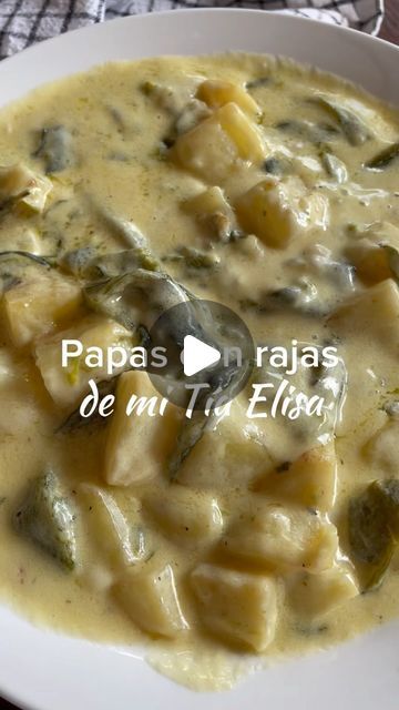 Claudia Altamirano Morales on Instagram: "Papas con rajas de chile poblano,  esta es una receta de mi Tia Elisa y mi prima Elia Maria @eliamoraless me la pasó para poder compartirla con ustedes, es una delicia.  Ingredientes  🥔 60 gramos de mantequilla con sal 🥔 3 papas medianas peladas y cortadas en cubos 🥔 3 chiles poblanos asados y hechos rajas  🥔 200 gramos de crema espesa, yo utilicé crema @lechelala1official  🥔 150 gramos de queso Chihuahua (si usas otro tipo de queso el resultado no va a ser el mismo 🥔 Sal y pimienta  Modo de Preparación  🥔 En un sartén caliente ponemos la mantequilla, cuando esté derretida colocamos las papas peladas y cortadas en cubos medianos, sazonamos con sal y pimienta, dejamos hasta que estén bien doraditas y cocidas, ten paciencia. 🥔 Para las rajas Chile Poblano, Macaroni, Air Fryer, On Instagram