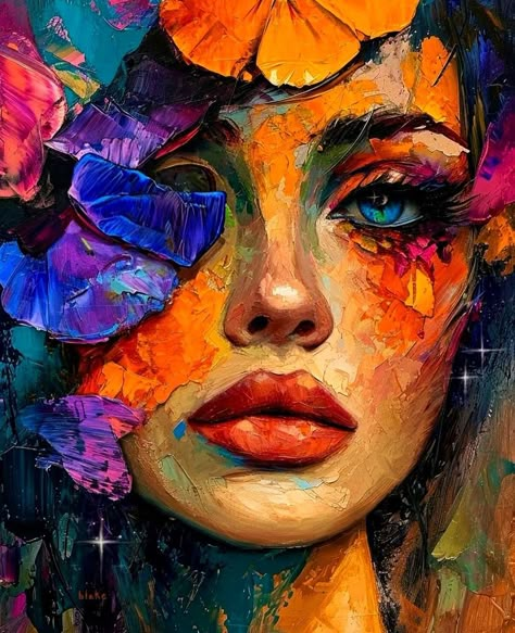 Beauty Bouquet, Acrylic Portrait Painting, Painting Graffiti, Nostalgia Art, Face Artwork, Abstract Portrait Painting, Eyes Artwork, Beautiful Abstract Art, Portraiture Painting