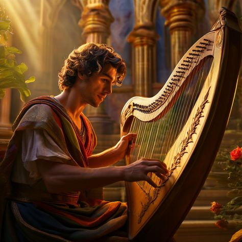 Playground - David Playing the Harp: An image of David playing the harp i... King David Bible Pictures, David Playing Harp, Christians Picture, David In The Bible, Isaiah Bible Study, Harp Art, David Bible, Playing The Harp, Isaiah Bible