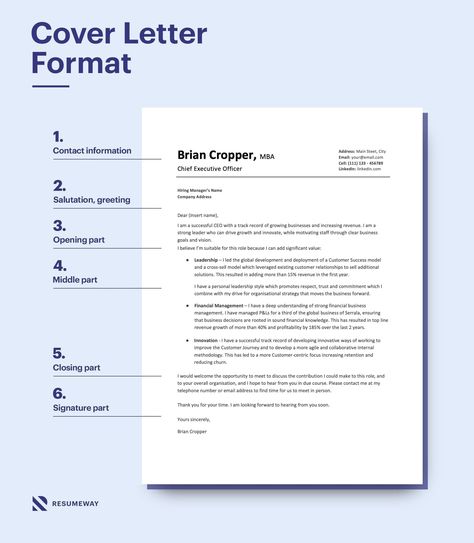 Cover Letter Format: A Step by Step Guide for 2022 | Resumeway Email Cover Letter, Perfect Cover Letter, Writing Conclusions, Admission Essay, Job Letter, Cover Letter Format, Cover Letter Tips, Expository Essay, School Essay