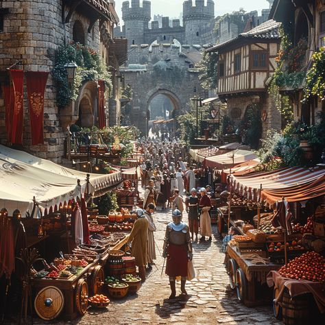 Medieval Market Place, Medieval Marketplace, Fantasy Village, Medieval Market, Book Vibes, Out Of Time, Environment Design, Main Character, Colored Pencil