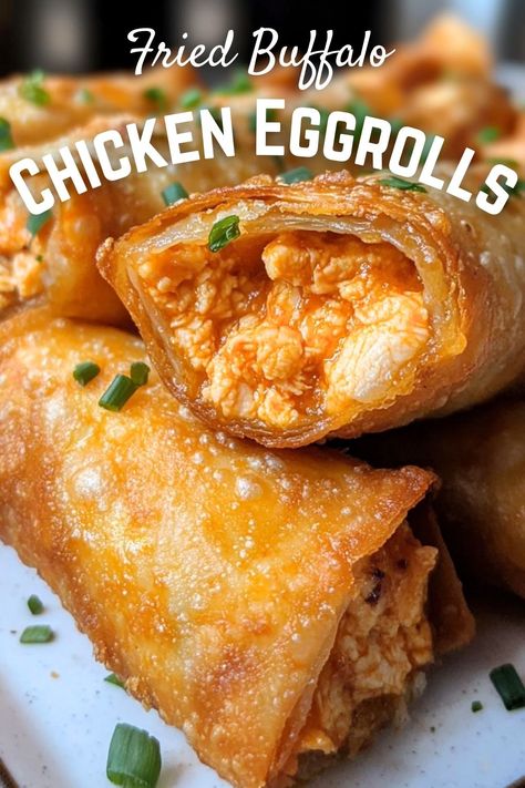 Appetizers, Sauces And Dips: Fried Buffalo Chicken Eggrolls Egg Roll Recipes Chicken, Eggroll Sauce, Buffalo Chicken Eggrolls, Fried Buffalo Chicken, Eggroll Recipe, Buffalo Chicken Egg Rolls, Tin Foil Dinners, Using Rotisserie Chicken, Brunch Salad