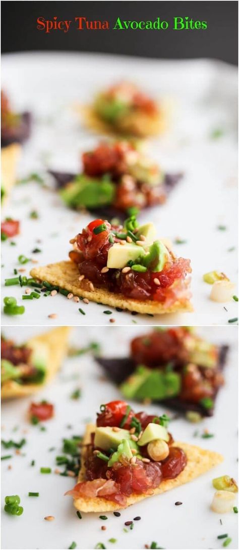 Tuna Tartare Avocado, Spicy Ahi Tuna, Avocado Tartare, Avocado Bites, Tuna Bites, Tuna Recipe, Tuna Tartare, Avocado Recipe, Spicy Tuna Roll