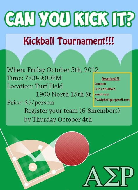 Kickball tournament. Fun High School Fundraisers, Kickball Tournament Fundraiser, Kickball Tournament Ideas, April Fundraising Ideas, Kickball Party Ideas, Middle School Fundraising Ideas, High School Fundraising Ideas, Fun Event Ideas, Easy School Fundraisers