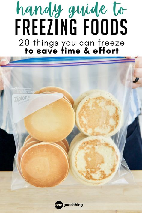 Stocking your freezer with these surprising foods can save you money, time, and effort in one fell swoop! Learn how to freeze breakfast food items, how to freeze veggies, freeze cooked pasta and more. Meals To Make And Freeze, Foods To Freeze, Freezing Cooked Pasta, Freeze Veggies, Freeze Breakfast, Freezing Food Guide, Frozen Breakfast, Freezer Meal Prep, Cooked Pasta