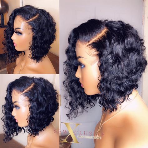 Short Bob With Deep Side Part, Jerry Curl Weave Sew In Hairstyles, Middle Part Deep Wave Bob, Deep Wave Quick Weave Bob, Wave Bob Black Women, Body Wave Bob Quick Weave, Deep Wave Sew In With Closure Side Part, Short Quick Weave Bobs For Black Women, Deep Wave Bob Black Women