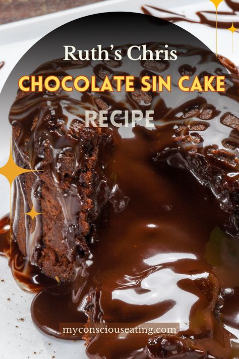 Chocolate sin cake oozing with chocolate Chocolate Swiss Cake, Sin Cake Recipe, Ruth Chris, Flourless Cake, Funfetti Cake, Peach Cobbler Recipe, Warm Cake, Cobbler Recipes, Semisweet Chocolate