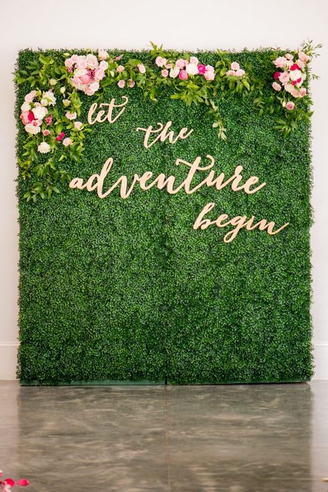 Beautiful Outdoor Wedding at a Venue in Raleigh NC Fake Greenery Wall With Neon Sign, Engagement Background Decoration, Faux Garden, Engagement Stage Decoration, Real Background, Wedding Hall Decorations, Wedding Background Decoration, Flower Wall Wedding, Beautiful Outdoor Wedding