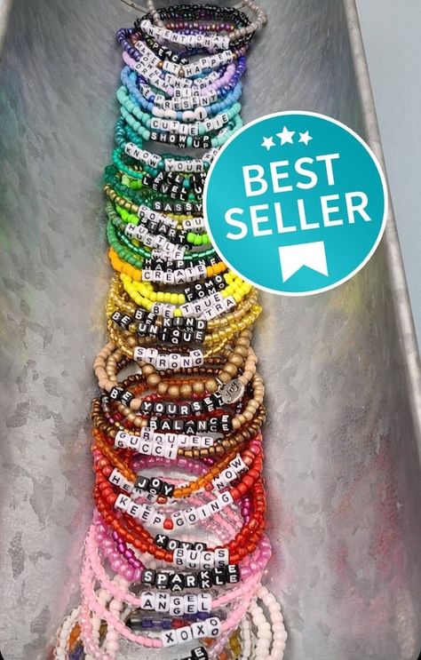 Bracelets Words, Bracelet Words, Simple Beaded Bracelets, Word Bracelets, Affirmation Bracelets, Name Bracelets, Intention Bracelets, Word Bracelet, Special Words