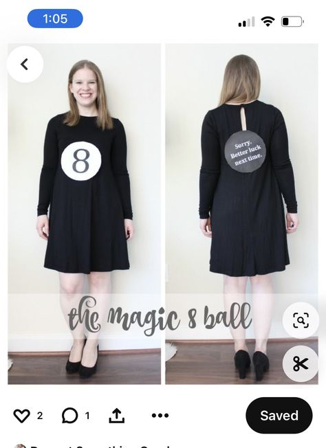 Magic 8 Ball Costume, 8 Ball Costume, Last Minute Diy Costumes, Costume Last Minute, Cool Couple Halloween Costumes, Food Halloween Costumes, Meme Costume, Ball Costume, Halloween Costumes To Make