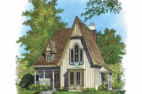 Gothic Revival House Plans, Gothic Tiny House, Gothic Revival Cottage, Gothic Victorian House, Cottage Floor Plan, Gothic Revival House, Gothic Cottage, Small Cottage House Plans, Victorian House Plans