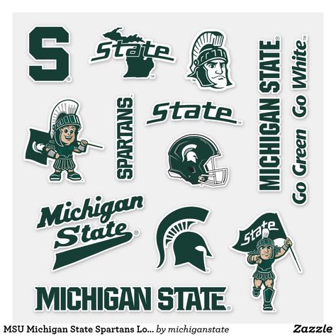 MSU Michigan State Spartans Logos Sticker Michigan State Logo, Michigan State Spartans Logo, Spartans Logo, Visiting Card Templates, Msu Spartans, Michigan Vacations, Football Stickers, Racun Shopee, Visiting Card