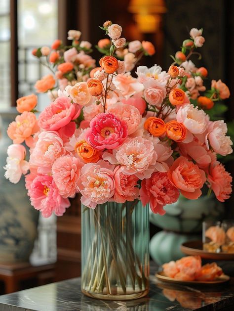 Pink And Orange Flowers, Boquette Flowers, Fresh Flowers Arrangements, Floral Inspiration, Beautiful Bouquet Of Flowers, Beautiful Flower Arrangements, Deco Floral, Beautiful Flowers Pictures, Arte Floral