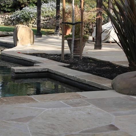 Pool Coping | Peninsula Building Materials Co. Flagstone Pool Coping, Flagstone Pool, Natural Stone Pool, Stone Pool Coping, Concrete Pools, Pool Paving, Exterior Fireplace, Stone Pool, Residential Pool