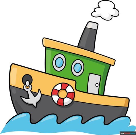 Learn How to Draw an Easy Cartoon Boat: Easy Step-by-Step Drawing Tutorial for Kids and Beginners. See the full tutorial at https://easydrawingguides.com/how-to-draw-an-easy-cartoon-boat/ . Yacht Drawing, Cartoon Boat, Transportation Preschool Activities, Bicycle Drawing, Boat Cartoon, Easy Cartoon, Boat Drawing, Easy Drawing Tutorial, Baby Painting