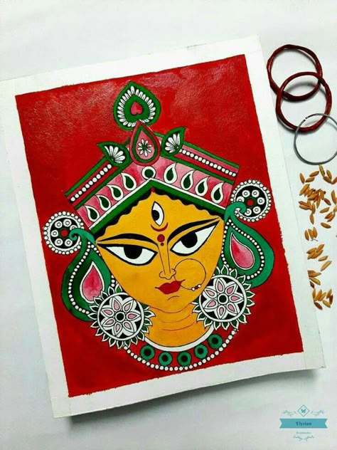 Kulo Designs, Mahishasur Mardini, Durga Ma, Ma Durga, Buddha Art Drawing, Durga Painting, Mandala Art Therapy, Indian Folk Art, Madhubani Painting