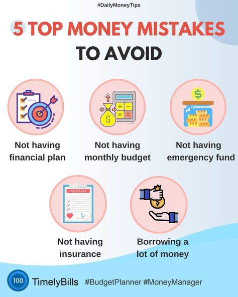 Money mistakes can be hard to bounce back from and can even take months or even years to fix. That's why avoiding costly money mistakes or credit mistakes can save you money, time, and stress. Here’re the top 5 biggest money mistakes you need to avoid. Finance Ads, Money Management Advice, Bounce Back, Monthly Budget, Lots Of Money, Emergency Fund, Big Money, Save Your Money, Budget Planner