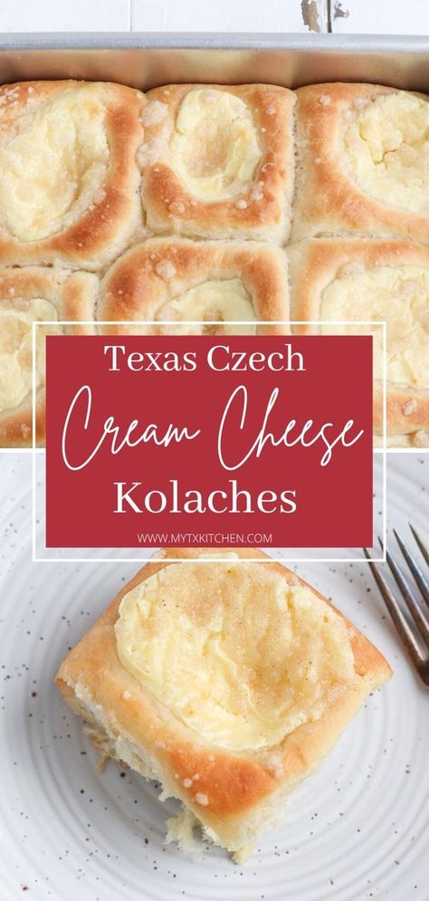 Make an authentic Texas Style Cream Cheese Kolache with a tall sweet bread, cream cheese filling and streusel topping. #kolache #pastry #creamcheese Cheese Filling For Kolache, Texas Style Kolaches, Kolache Filling Recipes, Easy Kolache Dough Recipe, Bohemian Kolaches, Cream Cheese Filling For Pastry, Kolache Dough Recipe, Kolaches Texas, Kolache Recipes