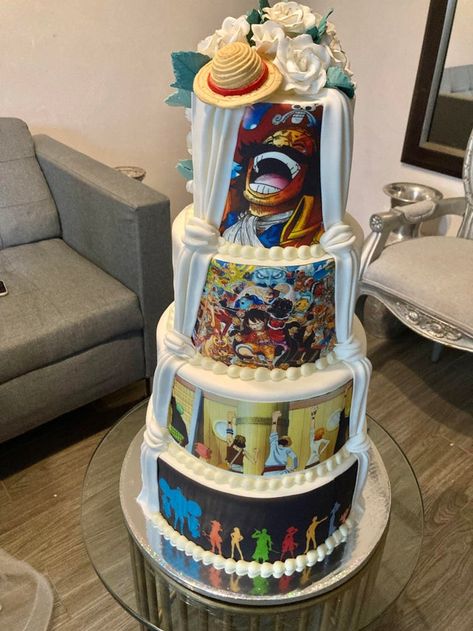 One Piece Anime Wedding Ideas, One Piece Wedding Cake, One Piece Wedding Anime Theme, One Piece Themed Wedding, One Piece Wedding Anime, Anime Wedding Ideas, One Piece Anime Cake, One Piece Cake, One Piece Gear 5