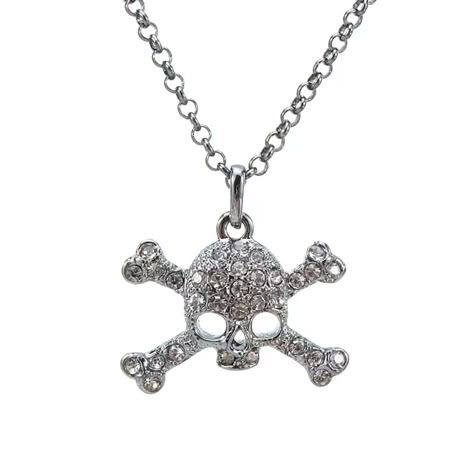 PRICES MAY VARY. Title: BENBIYO Skull Necklace Orb Saturn NANA Gothic Silver Rhinestone Crossbones Pendant Necklace for Women. Product Type: Departments > Women > Jewelry > Necklaces > Pendant Necklaces Silver Skull Necklace, Skull Necklace Aesthetic, Egyptian Silver Jewelry, Emo Jewelry Necklaces, Mcbling Necklace, Sliver Necklaces, Horror Accessories, 2000s Necklace, Alt Necklace