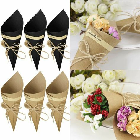 Diy Cheap Decor, Diy Centerpieces Cheap, Easy Cheap Gifts, Mini Bouquet, Flower Bouquet Diy, Flower Box Gift, Diy Arrangements, Paper Cones, Wedding Favors Cheap