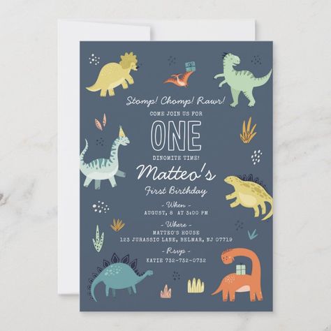 Dinosaur Second Birthday Party, Dinosaur Second Birthday, Cute Dinosaur Birthday, Dino Party Invitation, Dinosaur Birthday Theme, Dinosaur Invitation, Dinosaur Birthday Party Invitations, 2nd Birthday Party For Boys, Dinosaur Birthday Party Decorations