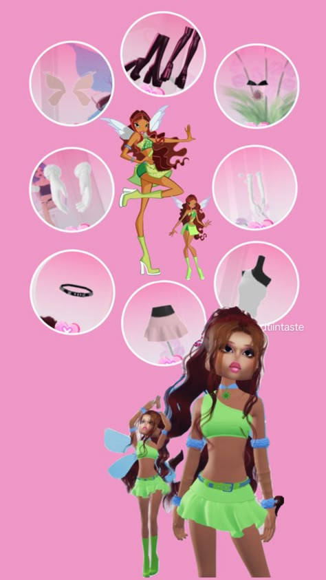 DTI x Winx Tutorial : Aisha Funny Stuff To Airdrop, Roblox Dress, Combo Dress, Roblox Ideas, Dress To Impress Outfits, Berry Ave, Roblox Game, Royale High, Club Dress