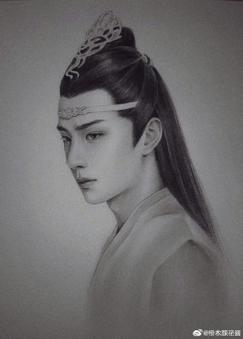 Untamed Art, Untamed Fanart, Shading Drawing, Untamed Quotes, Anime Fanfiction, Beautiful Sketches, Wuxi, Lan Wangji, Still Life Drawing