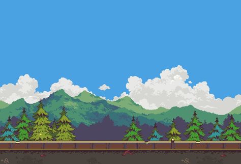 Pixel Forest, Pixel Background, 2d Background, Gamer Art, Alfabet Font, Pixel Art Landscape, Indie Game Art, Pixels Art, Pixel Art Background