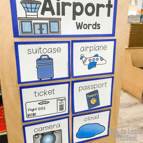 Preschool Airplane Theme, Airport Preschool Activities, Airport Theme Preschool, Airplane Pretend Play, Airplane Dramatic Play Preschool, Dramatic Play Airport, Airplane Preschool Theme, Airport Theme Classroom, Airport Dramatic Play Preschool