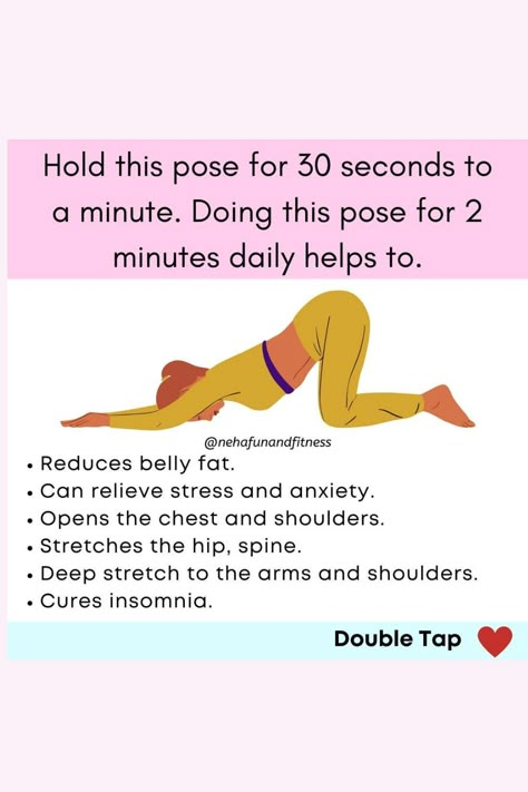 Hold This Pose For 30 Seconds To A minute. Doing This Pose For 2 Minutes Daily Helps To #weightloss #loseweight #weightlossathome #weightlossplans #fatloss Easy Daily Stretches, Stretches To Do Before Walking, Yoga Facts, Daily Yoga Workout, Quick Workout Routine, Workout Without Gym, Health And Fitness Articles, Easy Yoga Workouts, Daily Yoga