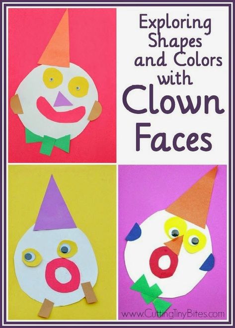 Circus clown craft- Help your toddler or preschooler learn colors and shapes with this fun and easy craft using simple materials! Fair Preschool Activities, Under The Big Top Theme Preschool, Circus Preschool, Circus Crafts Preschool, Circus Week, Preschool Circus, Circus Ideas, Circus Activities, Carnival Activities