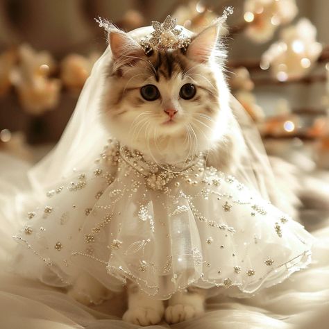 Princess Wedding Dress For Cat Check more at https://www.yopacat.com/product/princess-wedding-dress-for-cat/ Cat Princess Costume, Cat Wedding Dress, Cat In Wedding Dress, Angora Cat White, Couple Oc, Well Paper, Angora Cat, Cat Black And White, Cat Princess