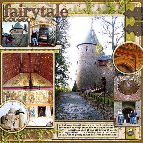 fairytale castle - Scrapbook.com Castle Scrapbook Layouts, Paper Bag Scrapbook, Scrapbooking Layouts Travel, Travel Journal Scrapbook, Travel Scrapbook Pages, Travel Album, Disney Scrapbooking Layouts, Vacation Scrapbook, Fairytale Castle