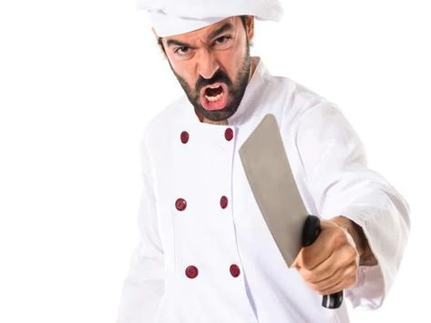 Representative image of a chef holding a cleaver knife(Photo: Shutterstock) Knife Pointed At You Reference, Someone Holding A Knife, Holding A Knife, Holding Knife Pose, Knife Pose, Person Holding Knife Reference, Holding Knife, Holding Knife Reference, Easy Watermelon Recipes